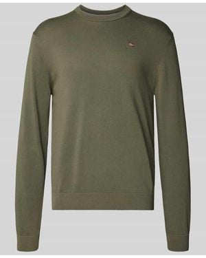 Napapijri Regular Fit Longsleeve mit Logo-Stitching Modell 'Droz' - Grün