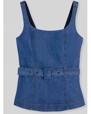 Tommy Hilfiger Regular Fit Blusentop aus reiner Baumwolle - Blau