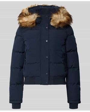 Superdry Steppjacke mit Kapuze und Kunstfell Modell 'EVEREST BOMBER' - Blau