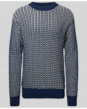 Thinking Mu Strickpullover Mit Rundhalsausschnitt Modell 'Santos' - Blau