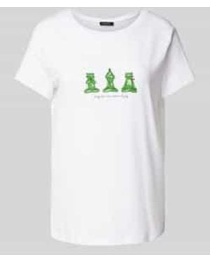 MORE&MORE T-Shirt Met Motief- En Statementprint - Grijs
