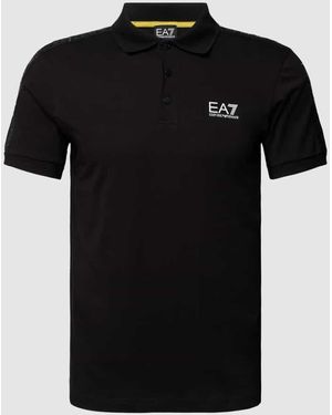 EA7 Regular Fit Poloshirt Mit Label-Print - Schwarz