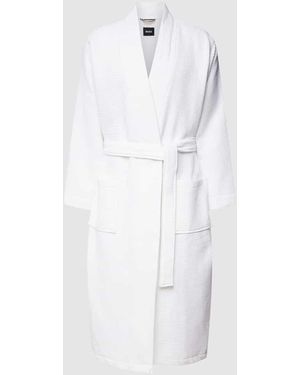 BOSS Bademantel Mit Strukturmuster Modell 'Waffle Kimono' - Weiß