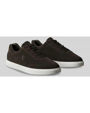 Calvin Klein Sneaker aus echtem Rindsleder mit Logo-Details - Schwarz