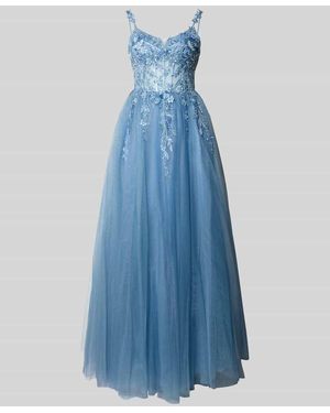 Unique Abendkleid mit Perlen und Pailletten - Blau