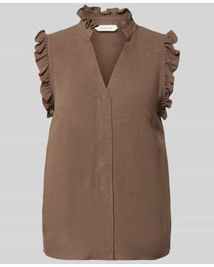 SELECTED Regular Fit Blusentop aus Viskose-Leinen-Mix Modell 'VIVA' - Braun