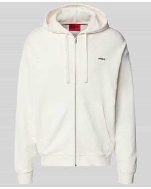 HUGO Relaxed Fit Sweatjacke aus reiner Baumwolle Modell 'DAPOZIP' - Natur