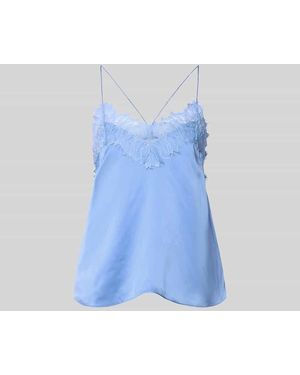 IRO Bluse aus Satin mit Spitzenbesatz - Blau