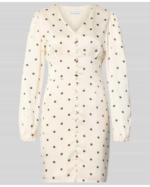 Neo Noir Slim Fit Minikleid mit durchgängiger Knopfleiste Modell 'Mabel' - Natur