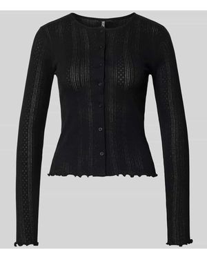 Pieces Slim Fit Cardigan aus Baumwoll-Viskose-Mix Modell 'MARIE' - Schwarz