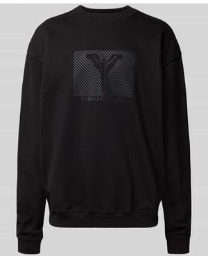 carlo colucci Sweatshirt mit Rundhalsausschnitt - Schwarz