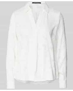 Comma, Regular Fit Blouse Met Platte Kraag En V-hals - Wit
