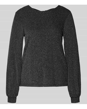 ONLY Regular Fit Langarmshirt mit auffälligem Metallic Allover-Muster Modell 'CAROL' - Schwarz