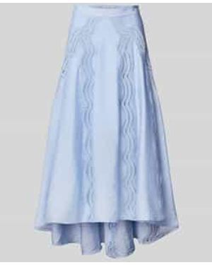 Copenhagen Muse Regular Fit Midirok Met Gaatjesmotief Model 'Cole' - Blauw
