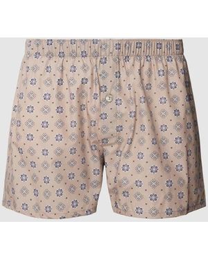 Hanro Boxershorts Mit Karomuster Modell 'Fancy Woven Boxer' - Natur