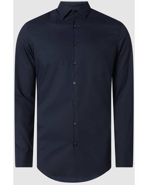 Jake*s Slim Fit Business-Hemd mit Stretch-Anteil - Blau