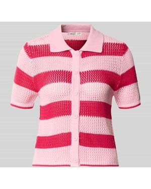 Mango Strickjacke mit Polokragen und 1/2-Arm Modell 'BABILON' - Pink