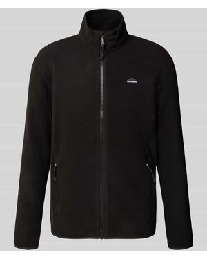 Superdry Fleecejacke mit Stehkragen - Schwarz