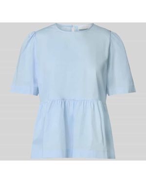 Rich & Royal Bluse mit Rundhalsausschnitt und Knopfverschluss - Blau