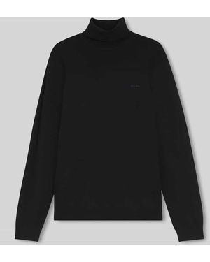 BOSS Regular Fit Rollkragenpullover aus Woll-Mix - Schwarz