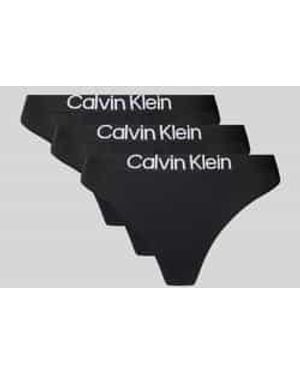 Calvin Klein String Van Katoenmix - Zwart
