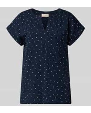 Freequent T-Shirt Met Borstzak Model 'Viva' - Blauw