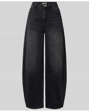 Opus Regular Fit Barrel Jeans mit Teilungsnähten - Blau