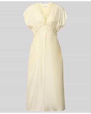 Cph Muse Midikleid mit V-Ausschnitt und Spitze Modell 'MOLLY' - Natur