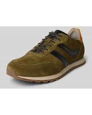 Bugatti Sneakers Van Echt Leer Met Logoprint - Groen