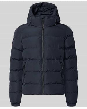Superdry Steppjacke mit Label-Stitching und Kapuze - Blau