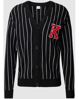 Karlkani Cardigan Mit Streifenmuster Modell 'Kk Retro' - Schwarz