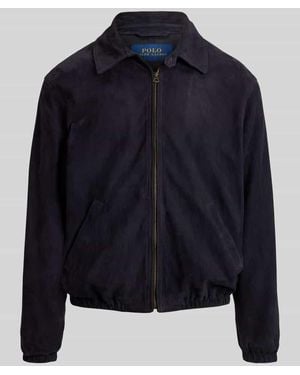 Polo Ralph Lauren Regular Fit Lederjacke aus echtem Schafsleder - Blau