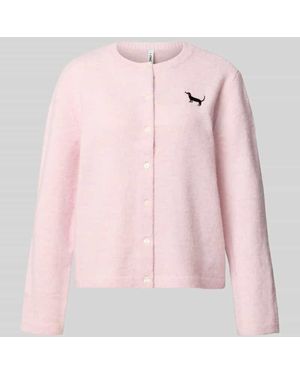 ONLY Regular Fit Strickjacke mit Rundhalsausschnitt Modell 'EVIA' - Pink