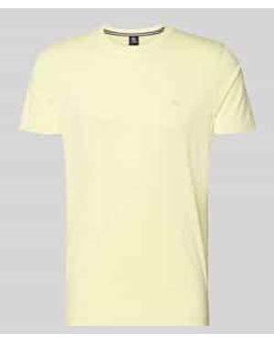 Lerros T-Shirt Met Ronde Hals En Gestikt Logo - Geel