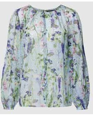Marc Cain Blouse Met All-over Bloemenprint - Blauw