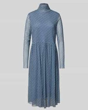 Smith & Soul Midi-Jurk Van Mesh Met Opstaande Kraag - Blauw