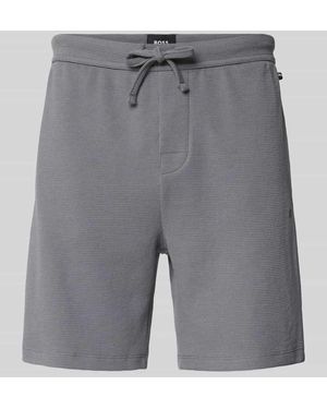 BOSS Regular Fit Sweatshorts aus Baumwoll-Mix Modell 'WAFFLE' - Grau