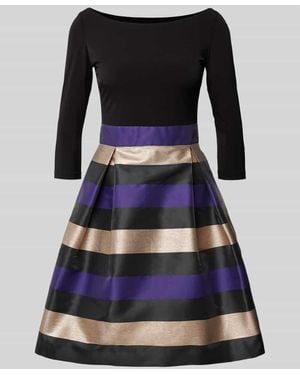 Swing Knielanges Cocktailkleid mit Effektgarn - Schwarz
