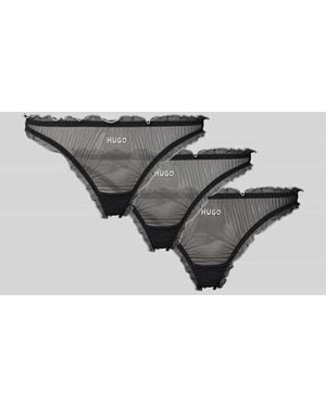 HUGO String mit Label Stitching im 3er-Pack Modell 'MESH' - Grau