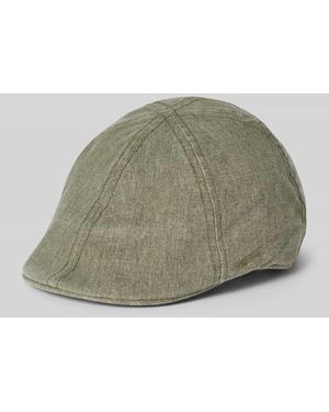 Camel Active Flat Cap aus Baumwoll-Leinen-Mix mit Label-Stitching - Grün