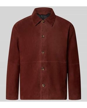 SELECTED Regular Fit Lederjacke aus echtem Ziegenleder Modell 'RORY' - Rot