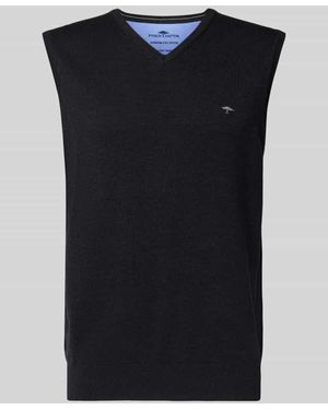 Fynch-Hatton Pullunder mit Logo-Detail Modell 'Slipover Superfine' - Blau