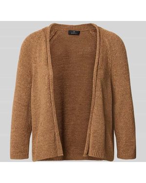 Monari Strickjacke in offener Passform mit 3/4-Arm - Braun