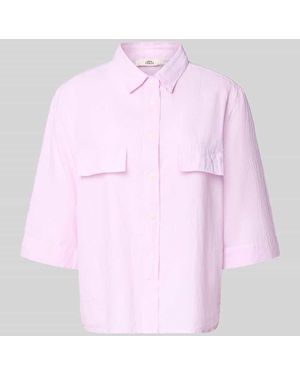 0039 Italy Bluse aus Leinen-Mix mit Brusttaschen Modell 'BEA' - Pink