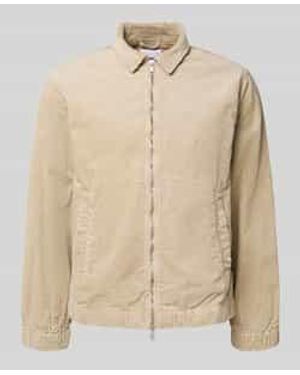 Lindbergh Regular Fit Corduroy Jack Met Platte Kraag, Model 'Seersucker' - Naturel