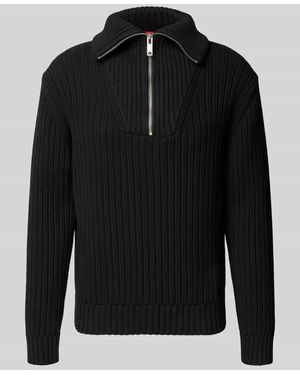 HUGO Regular Fit Troyer aus reiner Baumwolle Modell 'SRIGG' - Schwarz