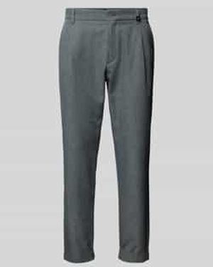 Strellson Regular Fit Bandplooibroek Met Labeldetail - Grijs
