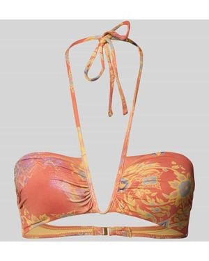 Ralph Lauren Bikini-Oberteil mit Neckholder Modell 'MEDALLION SHIMMER SHIRRED' - Orange