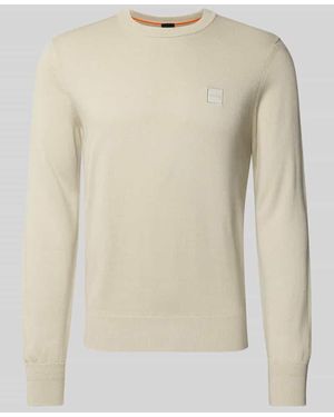 BOSS Regular Fit Pullover aus Baumwoll-Kaschmir-Mix MODELL 'KANOVANO' - Natur