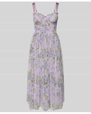 LACE & BEADS Knielanges Cocktailkleid mit Reißverschluss - Mehrfarbig